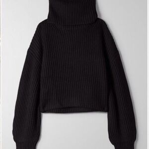 Babaton Guell / Funnel Neck Black Sweater 100% merino wool